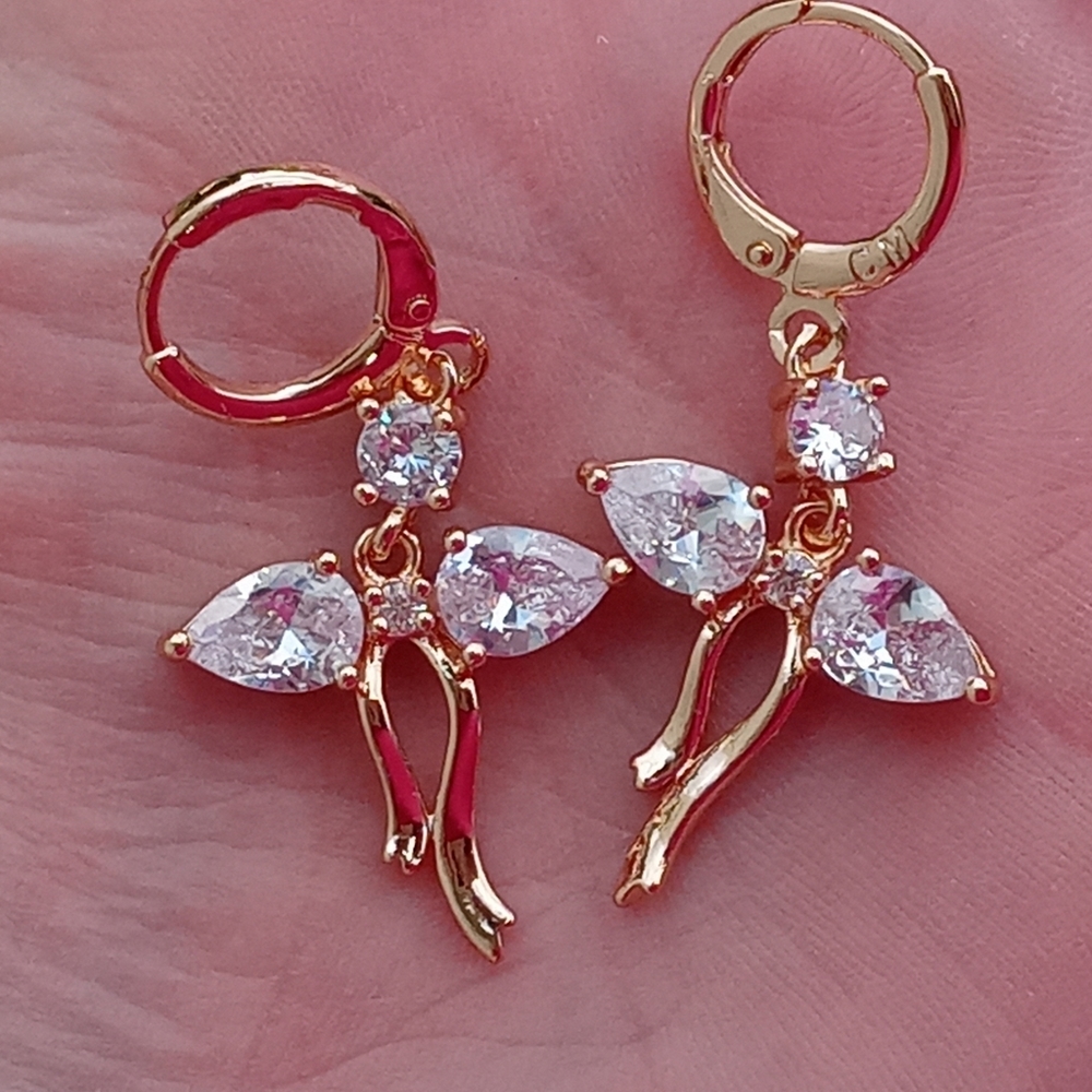 18k GF Zircon Drop Earrings NWOT